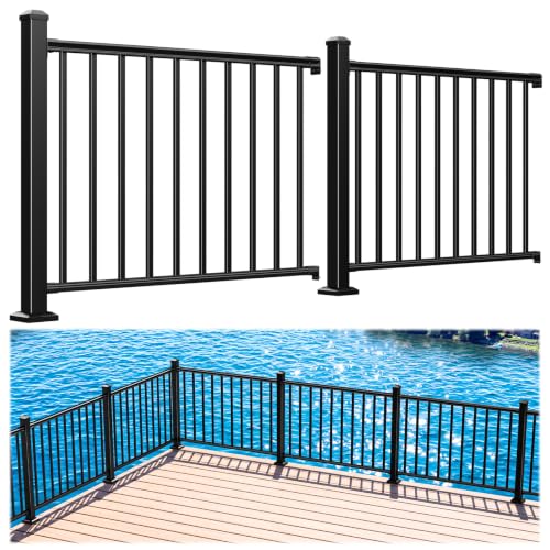 Egadis 2 Pack 36 in x 4 ft Modular Aluminum Porch and Deck Railing Kit - color: Level 4ft - 2Panel 2Post