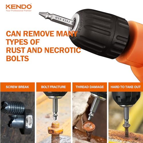 KENDO 6PC HSS Tap Extractor Set Broken Tap Remover Tool - style: 6-PC