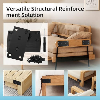 8Pcs Black Mending Plate - 3.15"x1.57" & 2.36"x1.5" Two Size, Stainless Steel Flat Metal Brackets Straight Metal Plate Wood Connector Brackets Fixing Brace Joining Plates for Furniture - size: 3.15"x1.57" & 2.36"x1.5"