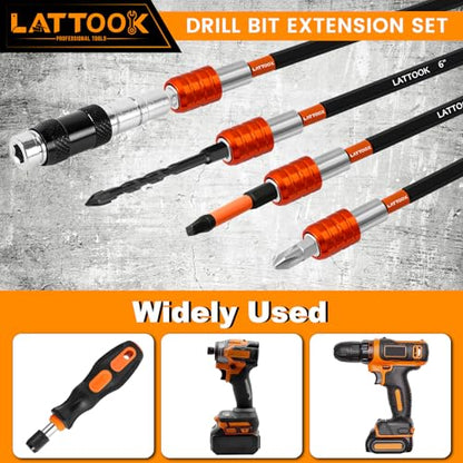 4-Pieces Drill Bit Extension Set (2-3/8", 4", 6", 12'' Long)