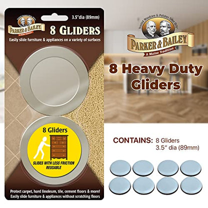 PARKER & BAILEY Furniture Gliders - 8 Gliders Sliders / Bumpers to Protect Floors & Furniture. Easily slide Furniture or Appliances on Hardwood Floors, Laminate Wood or Carpet - size: Set of 8