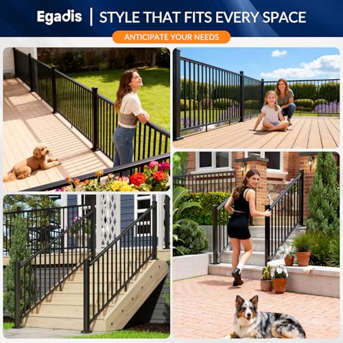 Egadis 2.56in x 2.56in x 48in Aluminum Railing Post with Screws, Black - color: The 48in Post - 1 Pack
