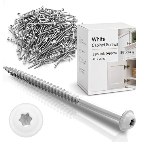 Frienda 2 Pound White Cabinet Screws Bulk #9x3'' Approx. 167 Pcs - color: Silver, size: #9x3 Inch