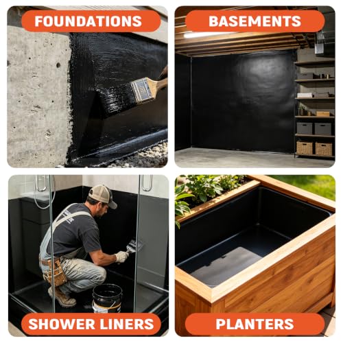 SENVEN Foundation Sealant, 35oz Rubber Silicone Waterproof Sealant Basement and Foundation Sealant, Black, Waterproof Concrete Sealer & Crack Filler - Flexible Waterproof Coating Indoor Outdoor