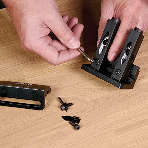 Trend Mini Twin Pocket Hole Jig with HSS Drill Bit & Depth Setting Collar, Square Drive Bit & Pocket Hole Screws Selection, PH/JIG/M