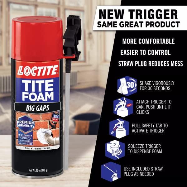 Loctite Tite Foam Big Gaps Spray Foam Sealant, 12 fl oz Can, 12 Pack - Polyurethane Expanding Insulation - size: 12 Pack