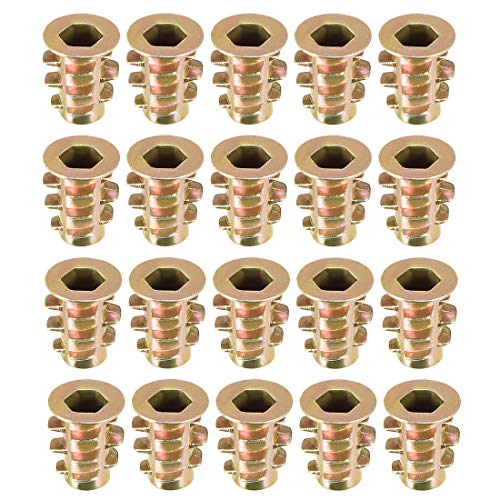 uxcell Furniture Threaded Insert Nuts Zinc Alloy M4 Internal Threads 10mm Length 20pcs - size: M4x10mm