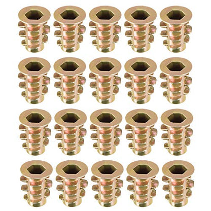 uxcell Furniture Threaded Insert Nuts Zinc Alloy M4 Internal Threads 10mm Length 20pcs - size: M4x10mm