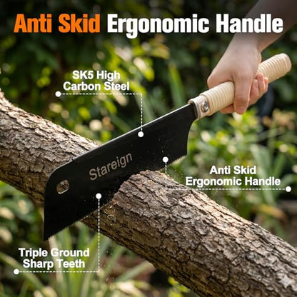 3 Pack Hand Saw Set with 2 Ergonomic Handles, Includes Japanese Pull Saw & Multi-Purpose Blade, Heavy Duty Woodworking Tool for DIY, Carpentry, Cutting Wood & Plastic