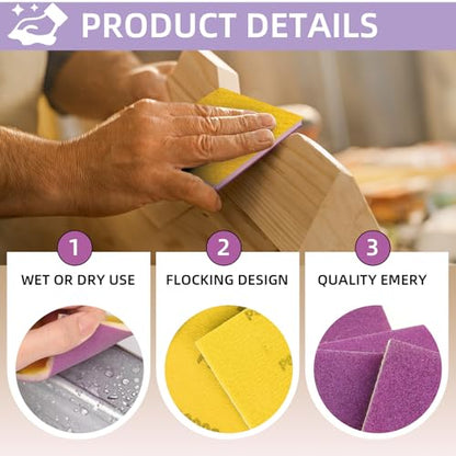 20Pcs Sanding Sponge 180 Grit Wet Dry Soft Foam Hand Sander Block - size: 20pcs 180 Grit, style: Ceramic Sand
