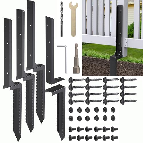 4pcs Fence Post Repair Kit,Fix Broken Wood Support. - color: 4 Pack Black