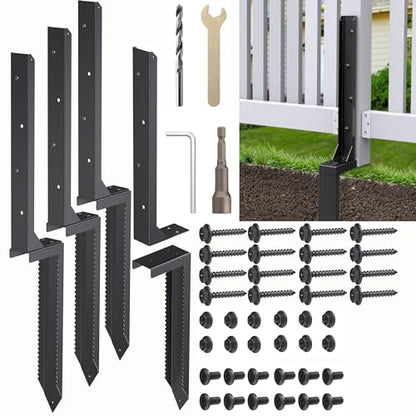 4pcs Fence Post Repair Kit,Fix Broken Wood Support. - color: 4 Pack Black