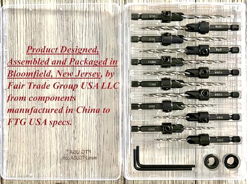 FTG USA 12 Pc Set (4 Each #6#8#10) Tapered Countersink Drill Bit Hex Shank - size: #6#8#10, style: Same Sort 4 Pc