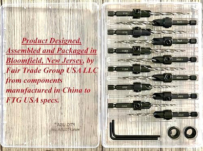 FTG USA 12 Pc Set (4 Each #6#8#10) Tapered Countersink Drill Bit Hex Shank - size: #6#8#10, style: Same Sort 4 Pc