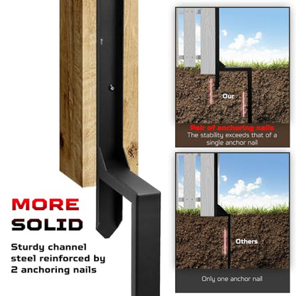 Heavy Duty Fence Post Repair Kit, Anchor Spike, Double-Leg, Set 2 - color: Set 2