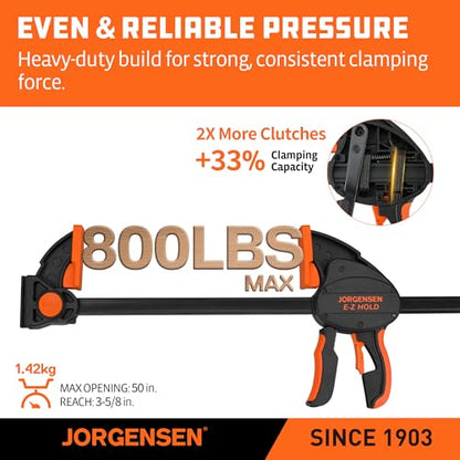 JORGENSEN E-Z Hold 2-Pack 50" 800LBS Heavy Duty Woodworking Bar Clamps - size: 50 inch