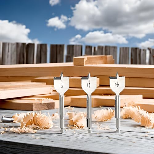 1 1/2 inch Wood Spade Drill Bit Wood Paddle Flat Bit 3 PCS