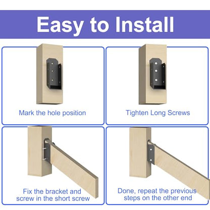 4 Pair 2" x 4" (1 ½" x 3 ½" Actual) Deck Railing 35° Stair Connectors Stainless Steel, for Fence Railings Handrail Installation Deck Railing Bracket - size: 2×4 Angle 35°