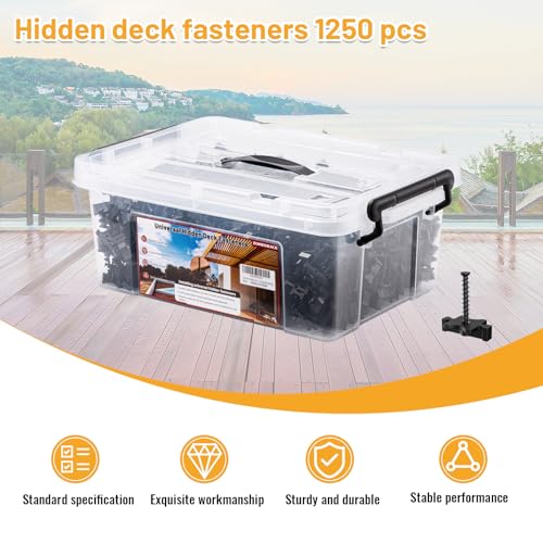 1250 PCS Hidden Deck Fasteners for Composite Decking Board,Composite Deck Clips & Plastic Hidden Fastners with Metal Screws,Universal Nylon Clips for Composite Decking