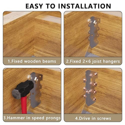 25 pcs 2x6 Joist Hangers with Screws, Galvanized Face Mount Hurricane Tie - size: Silver 2" x 6" Joist Hangers - 25 pcs