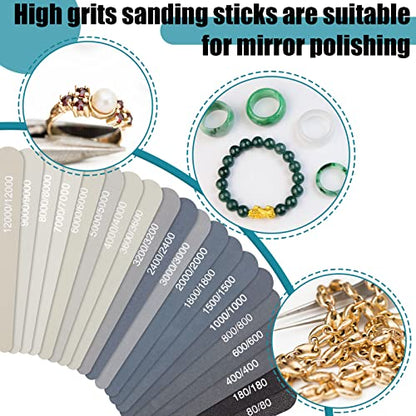 Honoson 20 Pcs Sanding Sticks Model, Low and High Grits, Water Drop Style - style: Water Drop Style