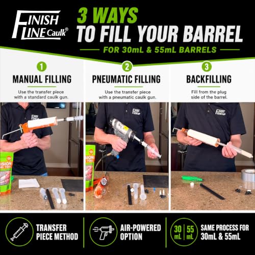 Syringe Style Precision Caulking Tool in Hanging Pouch - style: Finish Line Caulk Pro Syringe Applicator *Retail-ready hanging pouch.