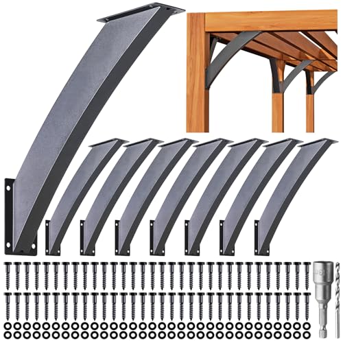 Heavy Duty 45 Degree Angle Support Bracket 2"×4" (Actual: 1.5"×3.2") Wood Beam Support Hardware Degree Post Bracket for Gazebos Pagola Porches 8Pcs - size: 2"×4"