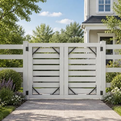 JUBEST 2 Pcs Heavy Duty Gate Bracket Kit for Wood Fence Gates, Black - size: 2 Pcs