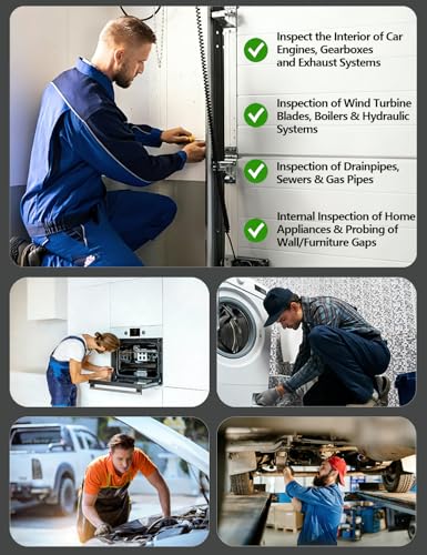 5.5mm Endoscope Camera, 1920P HD Borescope with 8 Adjustable LED Lights, Semi-Rigid Snake Cable, IP67 Waterproof, 16.4ft Single Lens for iOS & Android