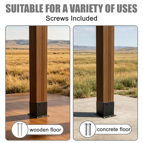 4x4 Post Base Brackets 8 Pcs Deck Post Base (Inner Size:3.6" x 3.6") - size: 4x4-8