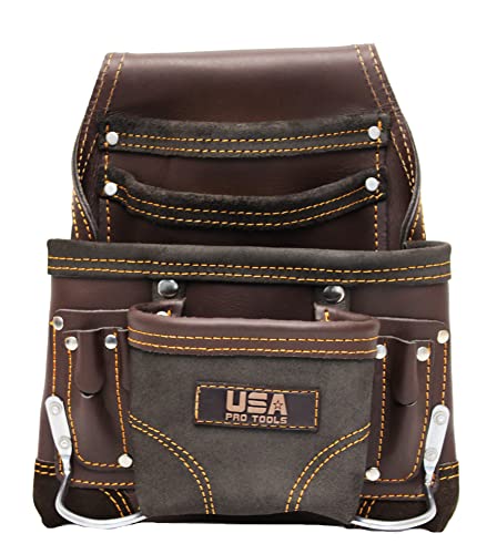 Tool Belt | Leather Tool Rig for Carpenters, Framers, Electricians, Constructors, and Handyman | Adjustable Tool Pouches.