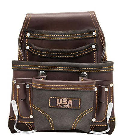 Tool Belt | Leather Tool Rig for Carpenters, Framers, Electricians, Constructors, and Handyman | Adjustable Tool Pouches.