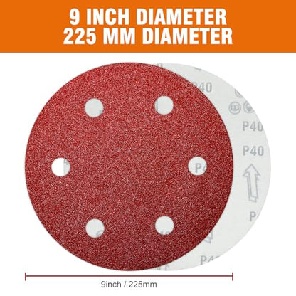 60 PCS 9 Inch Drywall Sanding Discs 40-240 Grit Assorted 6 Hole - style: 6 Hole