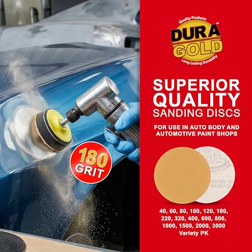 Dura-Gold Premium 2" Gold Hook & Loop Sanding Discs - 180 Grit (Box of 30) - size: 180-Grit