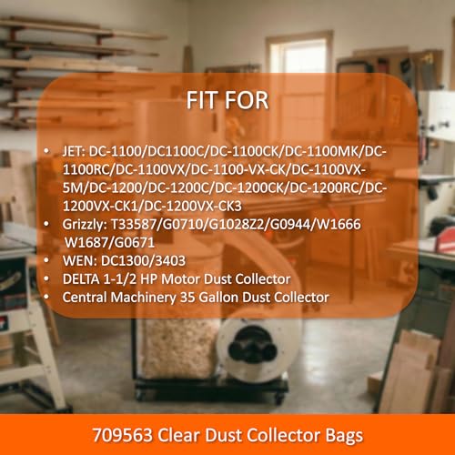 6-Pack Dust Collector Bags 31 x 43 Inch 20" Dia 6 Mil Thk(709563)
