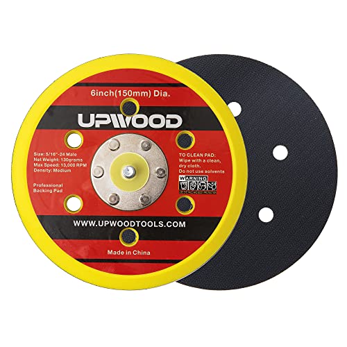 2 pcs 6 in 6 Holes Hook and Loop Backing Pad for Air Sander Polisher, 5/16"-24 Thread Max 13000RPM DA Sanding Pad - color: Hook and Loop, size: 6 inch 5/16"-24 Thread with 6 holes