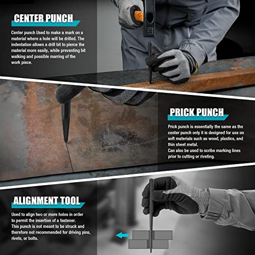 DURATECH 14 Piece Punch/Chisel/Alignment Tool Set & DURATECH 3-Piece Pry Bar Set, Including 8", 12" and 18"