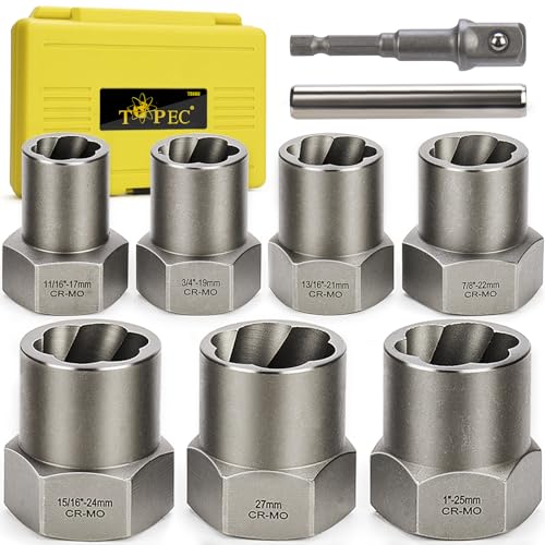 Topec Bolt Extractor Kit Heavy Duty, 9-Piece 1/2'' Drive - size: 9-piece