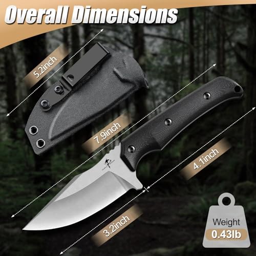 Purple Dragon Fixed Blade Knife - Full Tang Hunting Knife Black - size: 3.3 inch