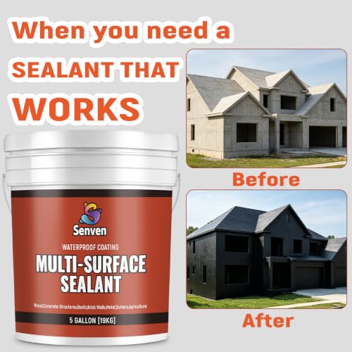 SENVEN Black Waterproof Sealant, 5 Gallon, Roof & Gutter Waterproof Coating - color: Black, size: 640 Fl Oz