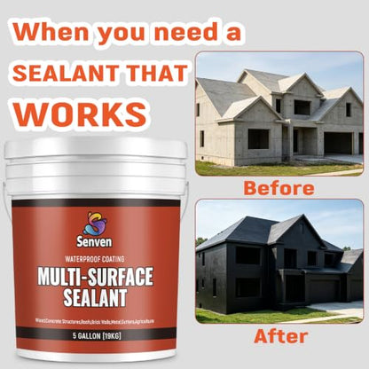 SENVEN Black Waterproof Sealant, 5 Gallon, Roof & Gutter Waterproof Coating - color: Black, size: 640 Fl Oz