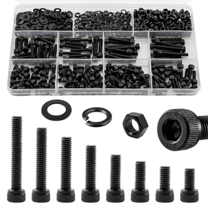 544Pcs UIETUIL M4 Hex Socket Head Cap Screws Kit, M4x6-30mm, 12.9 - size: M4 Cap 12.9 - 544PCS
