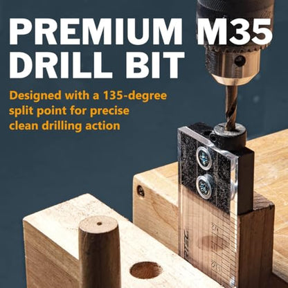 POWERTEC Dowel Jig Kit, Doweling Jig Kit 1/4", Dowel Jigs Woodworking, Laser Cut Witness Mark, with Depth Scale, Drill Guide Dowels, Cobalt M-35 Drill Bit & Split Ring Stop Collar 71715 - style: 1/4" Doweling Jig Kit w/ Bit & Collar
