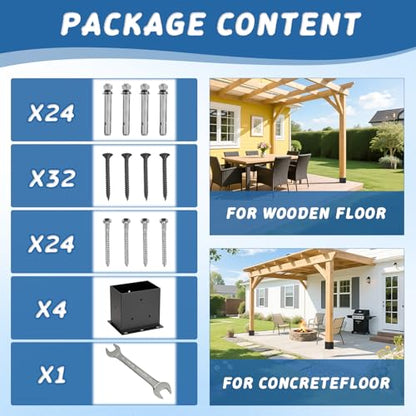 4 Pcs 4"×4" Post Base,Deck|Inner Size (3.6" x5.6“ - size: 4“x 6", style: 4 Set