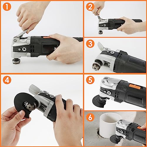 4Pcs Oscillating Saw Blades,Semi Circle Oscillating Saw Blade,3-1/2inch Flush Cut Saw Blades,High Carbon Steel Multitool Blades with Gasket Adapter for Wood Soft Metal Plastic Cutting (Style2)