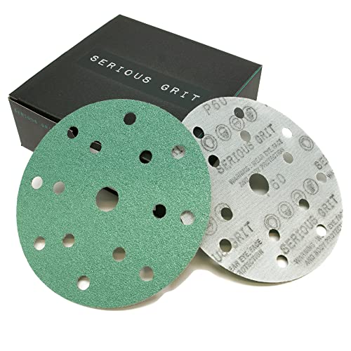 Serious Grit - 6-Inch 15-Hole P60 Grit Sanding Discs - 25 Pack Box - size: 60 Grit