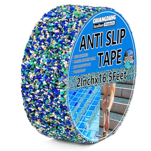 Blue Rubber Anti Slip Tape 2Inchx16.5Feet，Blue Non Slip Tape for Pool,Stair Steps,Bathroom,Trails,tub,Boats,ramp,Stairs Grip Tape,No Skid, High Traction Friction - size: 2Inchx16.5Feet
