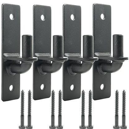 Wall Mount 4 Pack Gate Hinge Black, Sturdy Fence Post Chain Link Hinges with 5/8 Pin - color: Black（4）