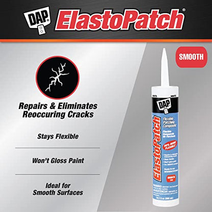 DAP ElastoPatch Smooth Flexible Patching Compound, White, 10.1 Oz (7079812276) - size: 10.1 oz