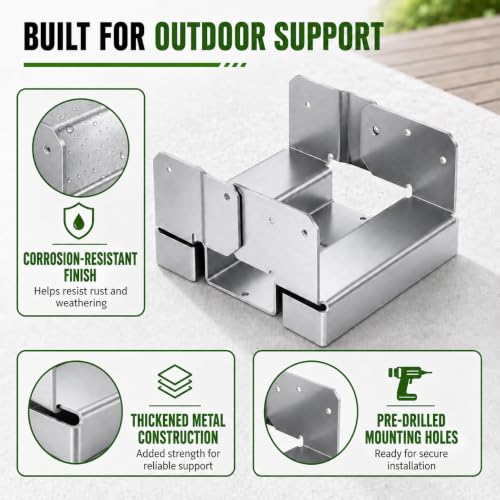 Hedday 6x6 Post Base for Concrete Heavy Duty Galvanized Post Anchor Base - style: With Accessories